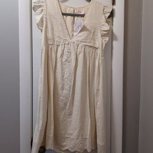 Pink Lily, Dress, Cream, Small Size